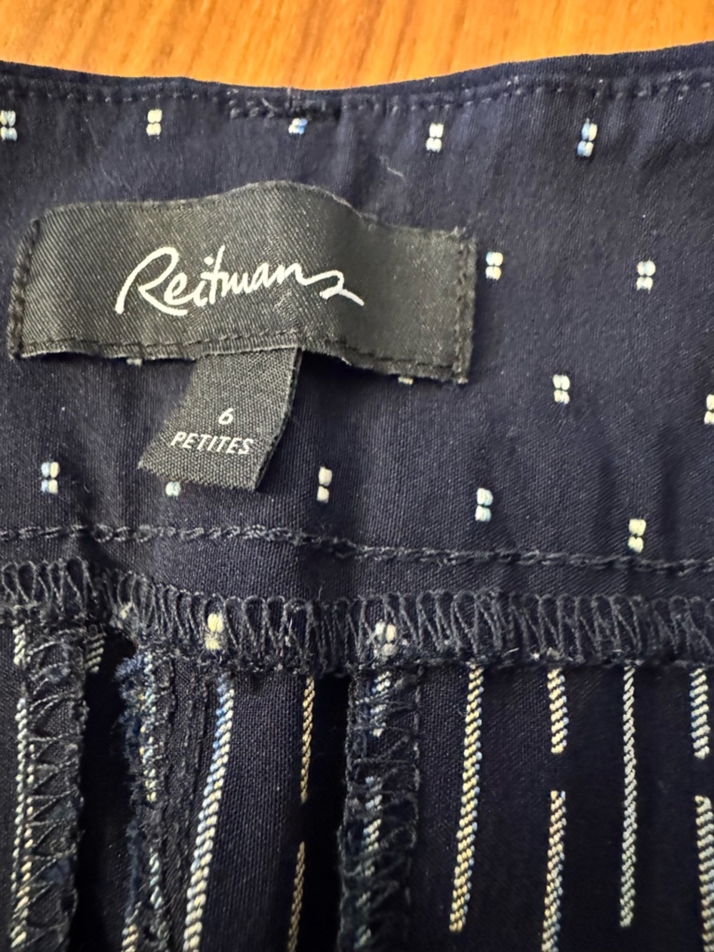 Ladies Navy Polka Dot Dress Pants - Picture 3 of 3